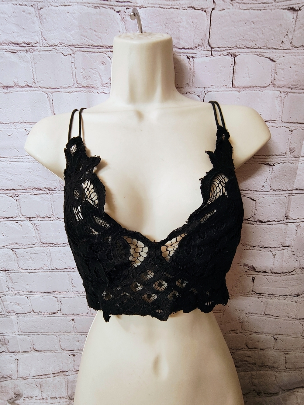Free People Long Line Adella Black Bralette Romantic Goth